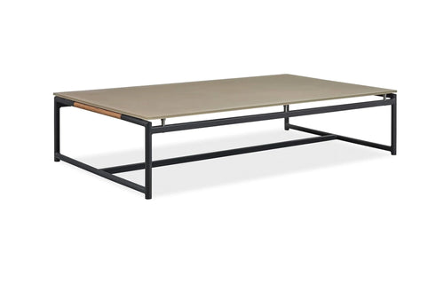 Breeze XL Coffee Table by Harbour - Asteroid Aluminum + Taupe Etched Glass.