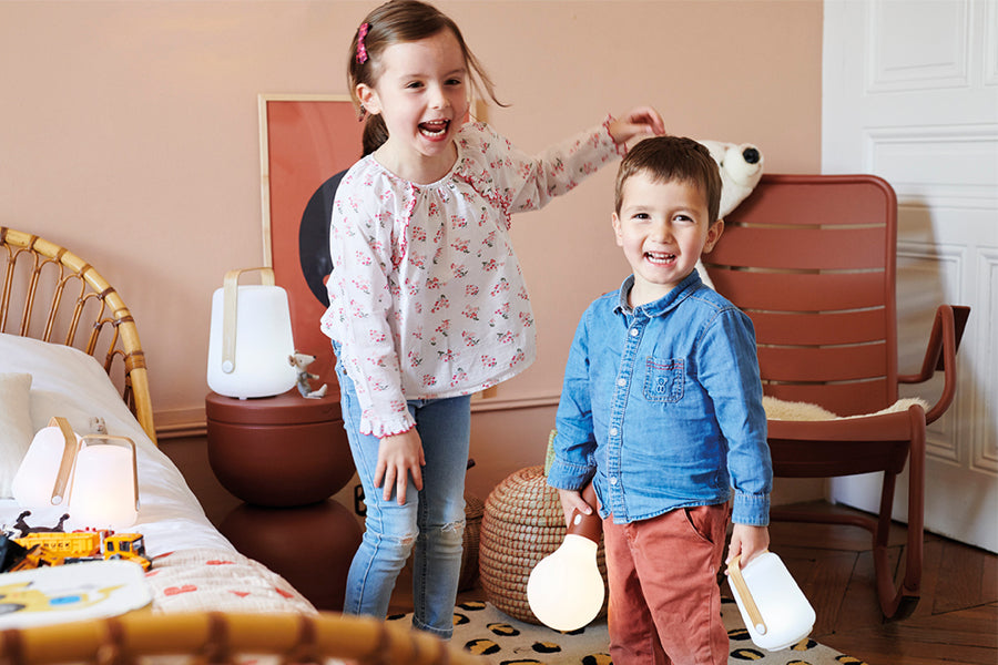 Balad Small Lamp (set of 3) by Fermob, showing balad small lamp in live shot.