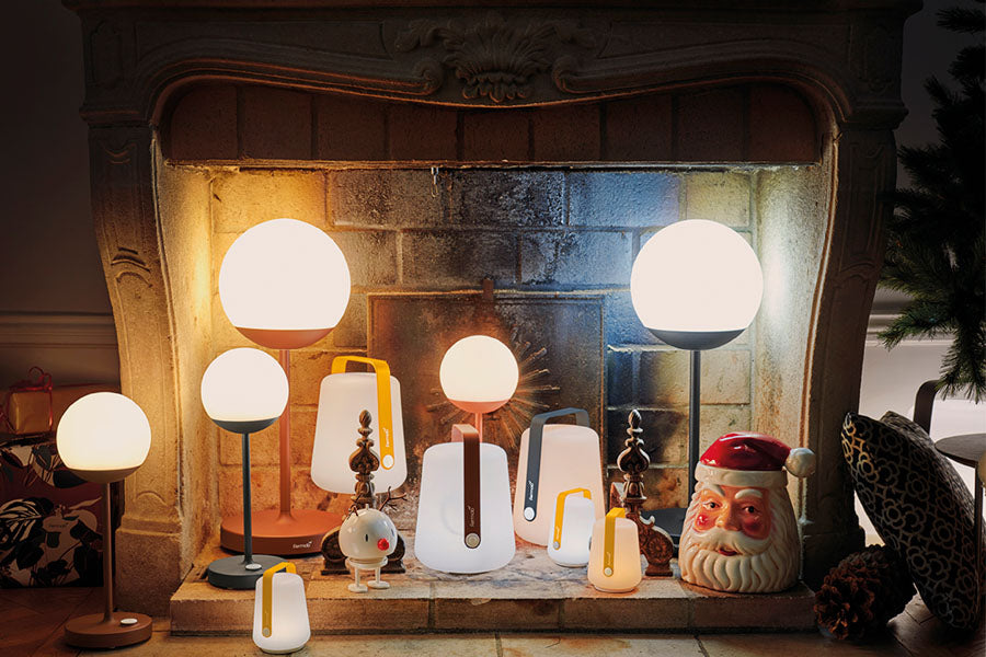 Balad Small Lamp (set of 3) by Fermob, showing balad small lamp in live shot.