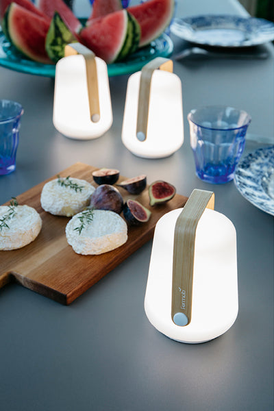 Balad Small Lamp (set of 3) by Fermob, showing balad small lamp in live shot.