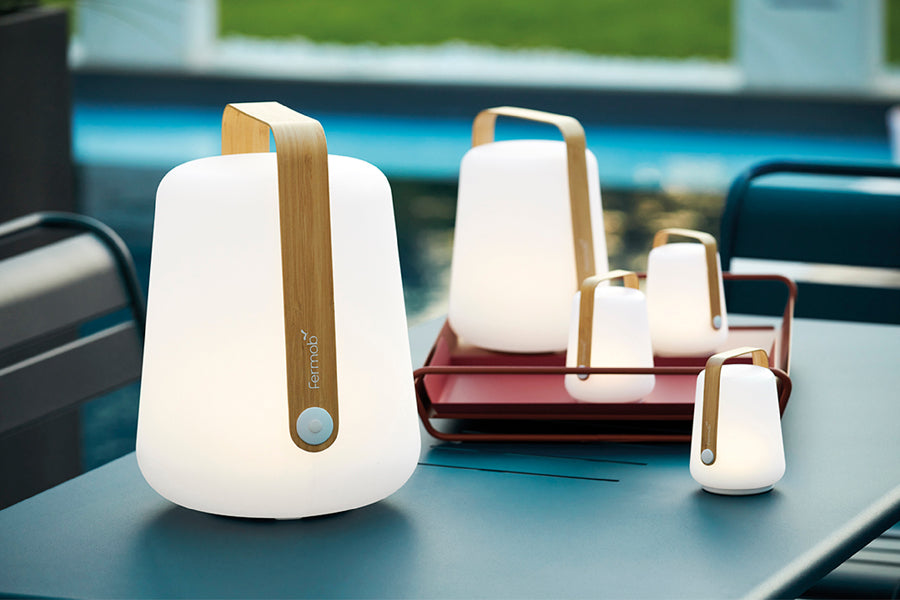 Balad Small Lamp (set of 3) by Fermob, showing balad small lamp in live shot.