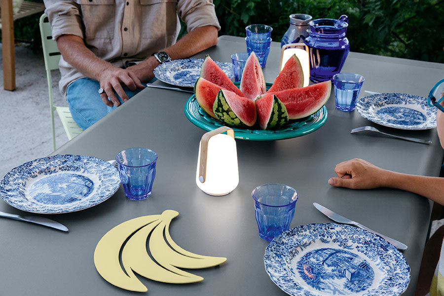 Balad Small Lamp (set of 3) by Fermob, showing balad small lamp in live shot.