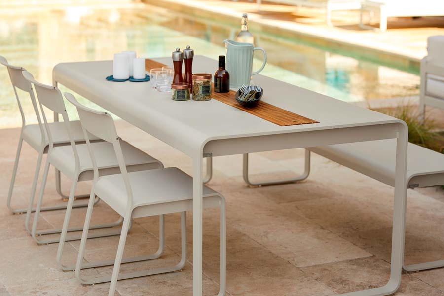 Bellevie Table with Storage by Fermob, showing bellevie table with storage in live shot.