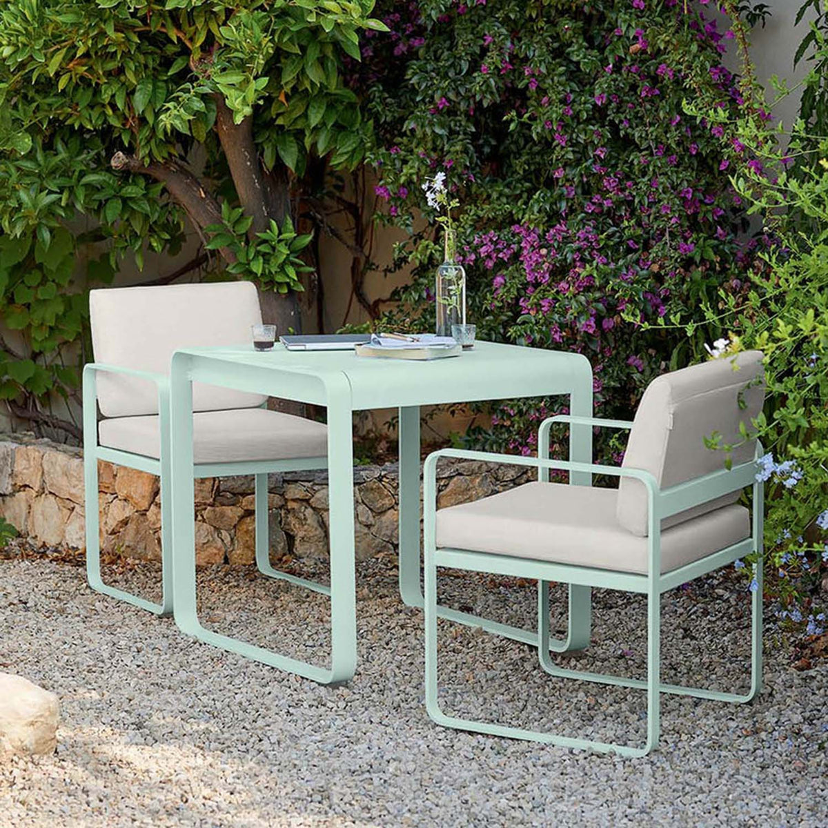 Bellevie Tables by Fermob, showing bellevie tables in live shot.