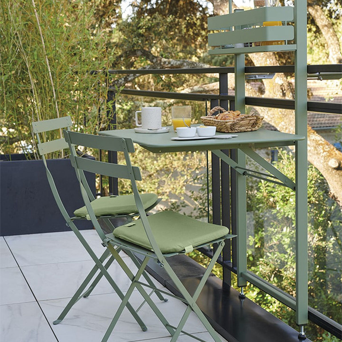 Bistro Balcony Table by Fermob, showing bistro balcony table in live shot.
