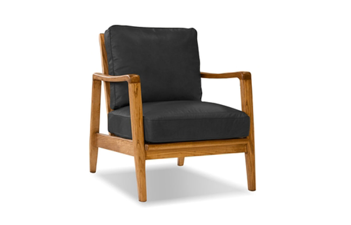 Craftsman Occasional Chair by Mobital - Natural Ash Wood/Black Leather.