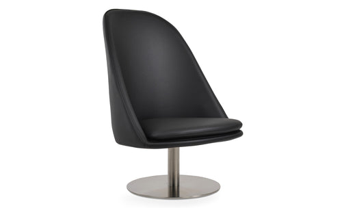 Avanos Swivel Round Lounge Chair by SohoConcept - Black Leatheratte.