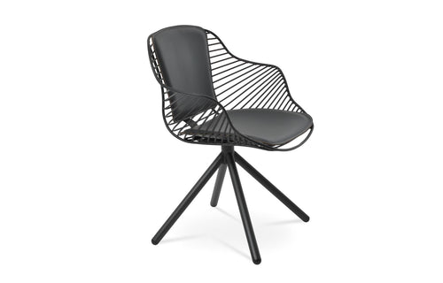 Zebra Stick Swivel Armchair by SohoConcept - Black Powder, Black Powder, Black PPM-FR.