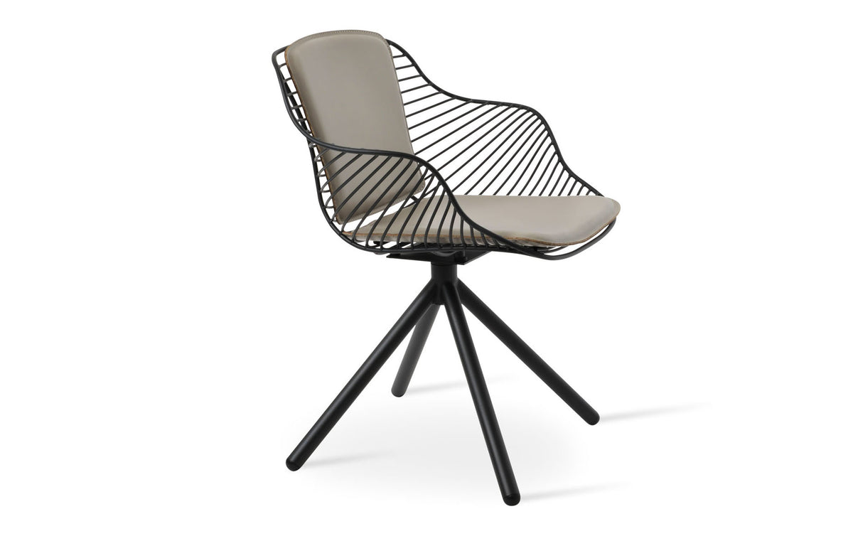 Zebra Stick Swivel Armchair by SohoConcept - Black Powder, Black Powder, Bone PPM-FR.