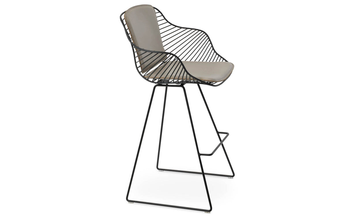 Zebra Wire Stool by SohoConcept - Black Powder Wire with Black Powder, Bone PPM-FR.