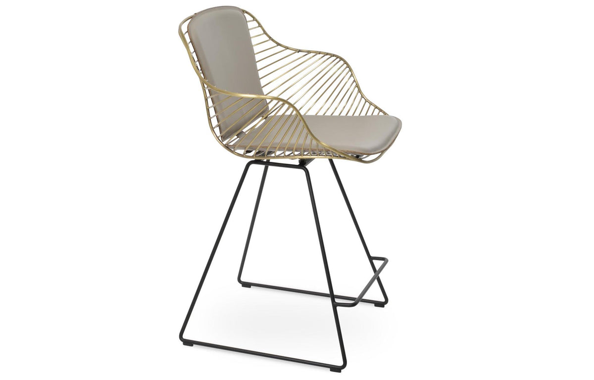 Zebra Wire Stool by SohoConcept - Black Powder Wire with Brass, Bone PPM-FR.
