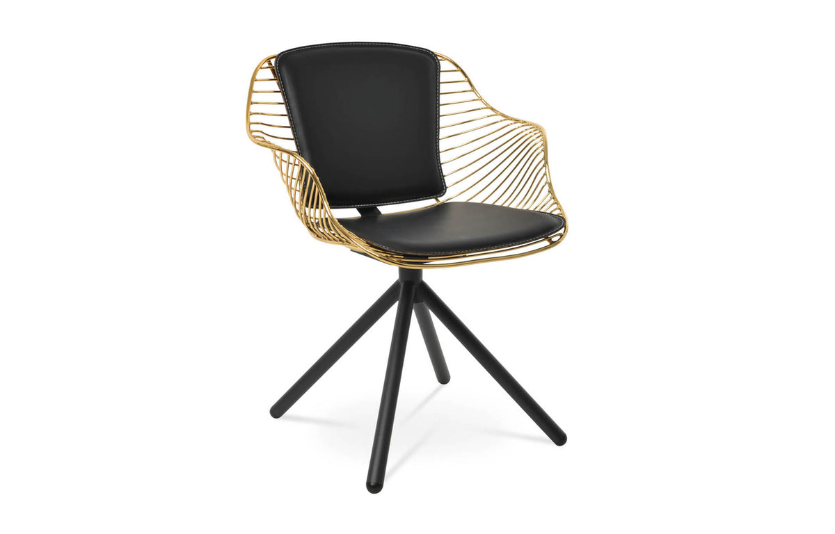 Zebra Stick Swivel Armchair by SohoConcept - Black Powder, Gold Finish, Black PPM-FR.