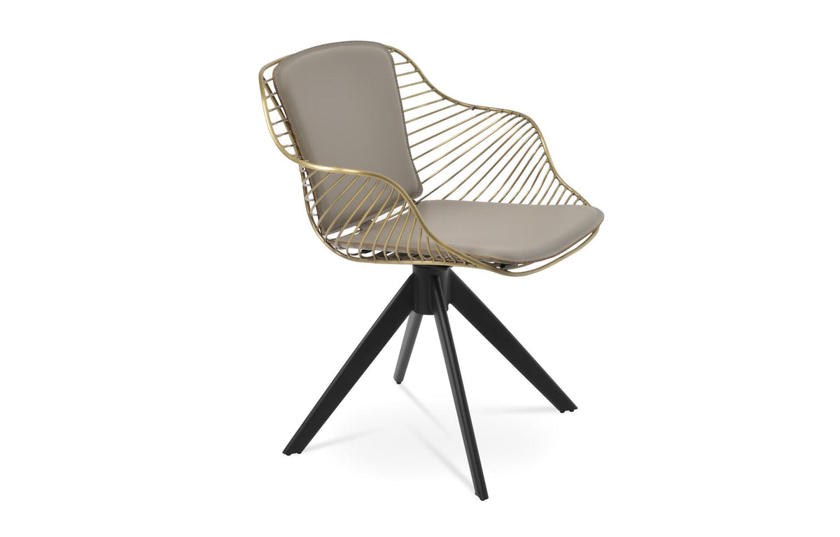 Zebra Sword Swivel Armchair by SohoConcept - Black Powder, Gold Finish, Bone PPM-FR.
