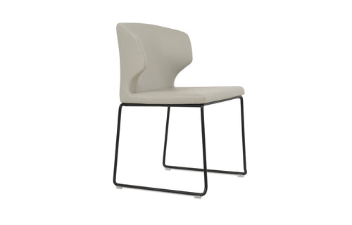 Amed Wire Stackable Chair by SohoConcept - Black Powder, Light Grey Leatherette.
