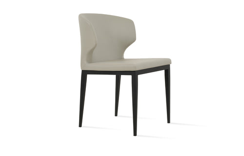 Amed MW Dining Chair by SohoConcept - Black Powder, Light Grey Leatherette.