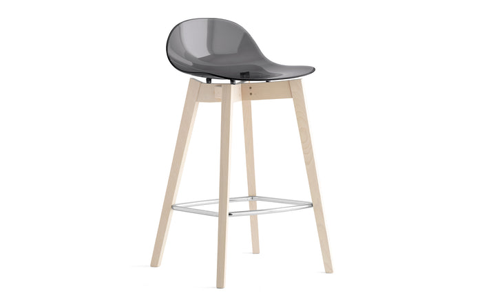 Academy Stool by Connubia - Bleached Beech Wood Frame + Transparent Smoke Grey.