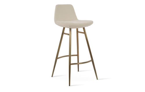Pera Galata Counter Stool by SohoConcept - Brass Steel, Boucle Off White Fabric.
