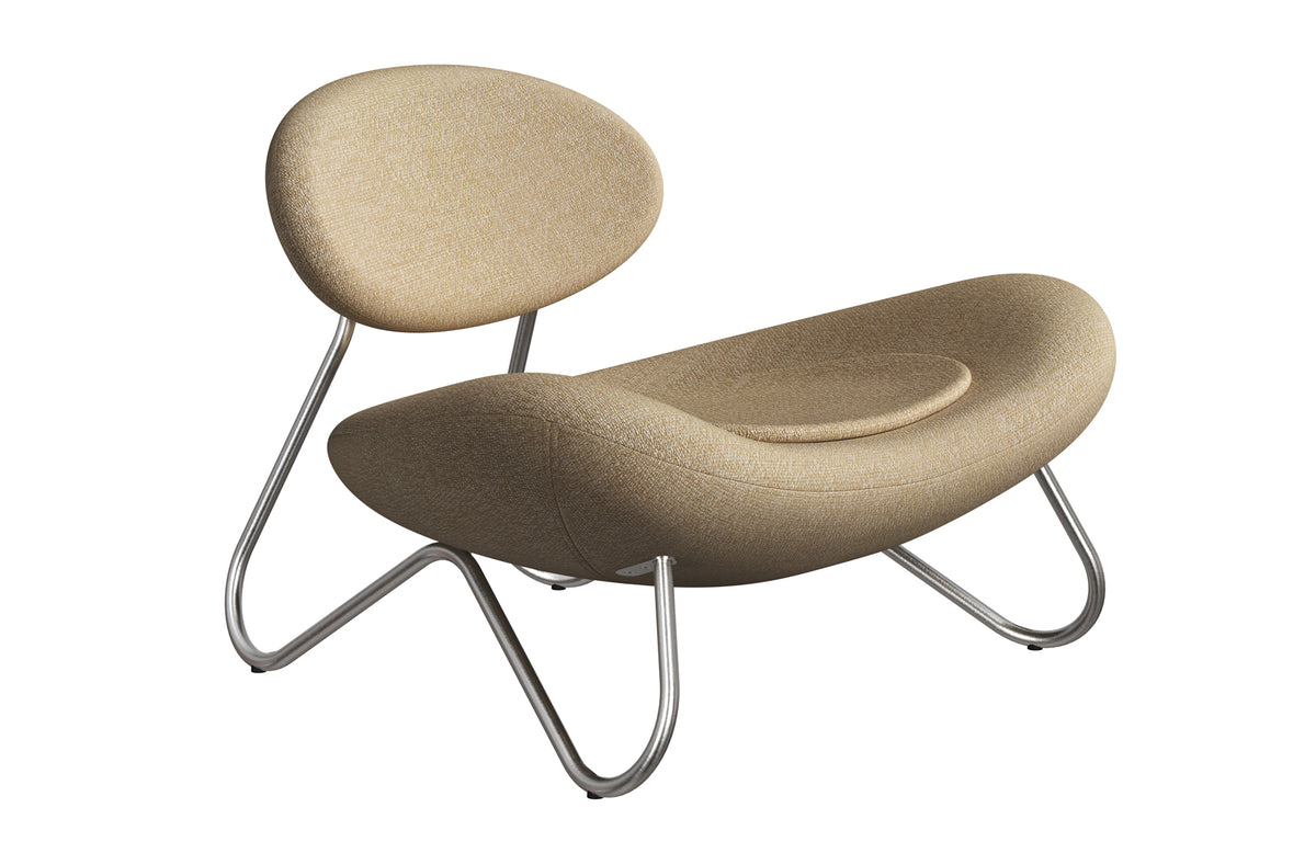 Meadow Lounge Chair by Woud - Brushed Stainless Steel Frame, Ecriture (Kvadrat).