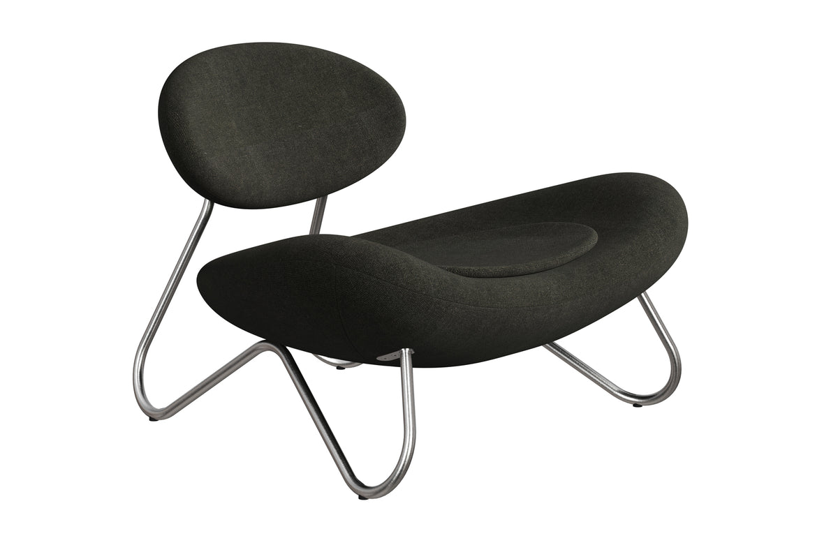 Meadow Lounge Chair by Woud - Brushed Stainless Steel Frame, Nara (Kvadrat).