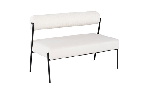 Marni Bench by Nuevo - Buttermilk Boucle Bolster + Oyster Velour Seat + Matte Black Frame.