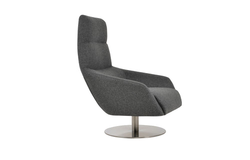 Barcelona Swivel Round Armchair by SohoConcept - Camira Blazer Dark Grey Wool.