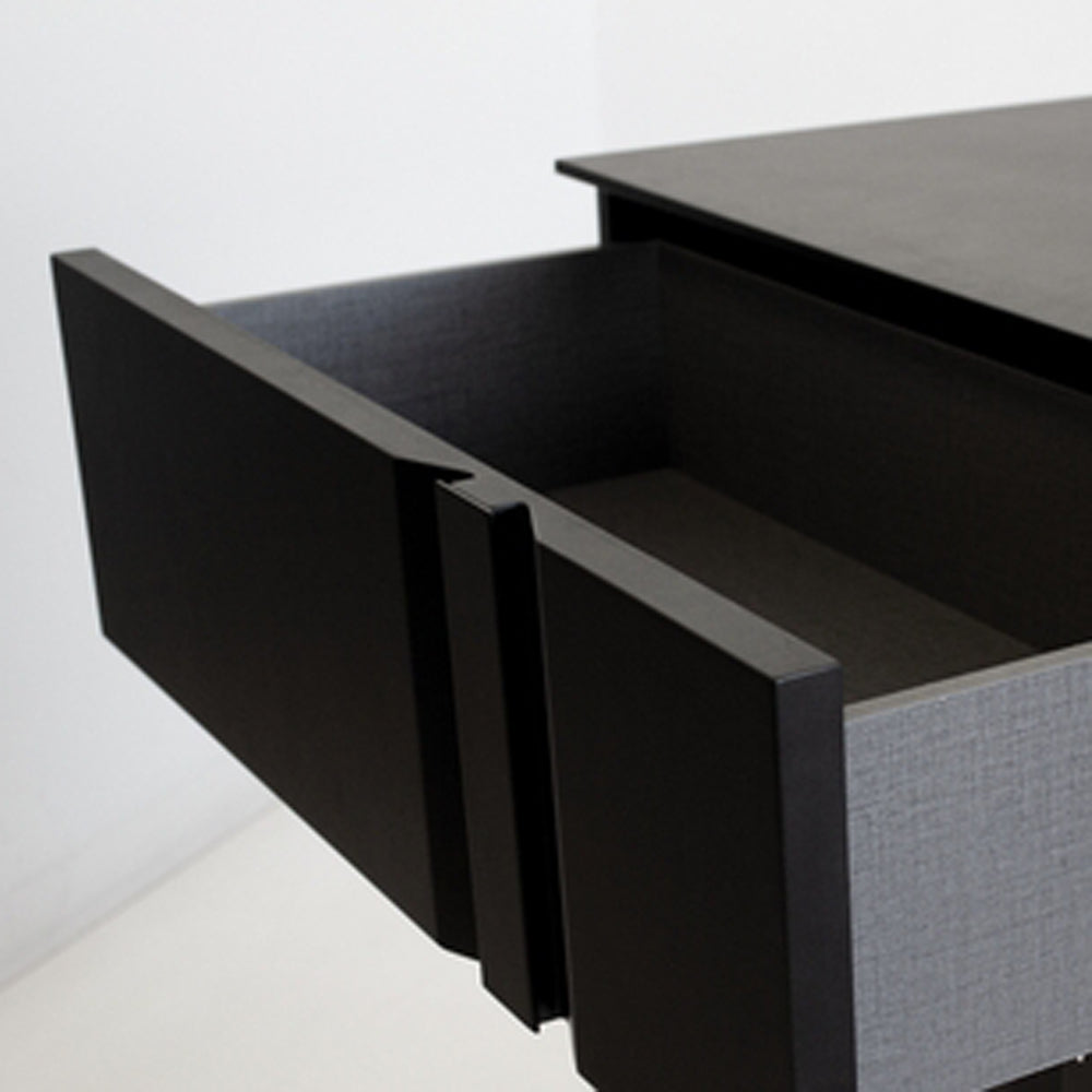 Carbon Night Table by Mobital, showing closeup view of carbon night table in live shot.