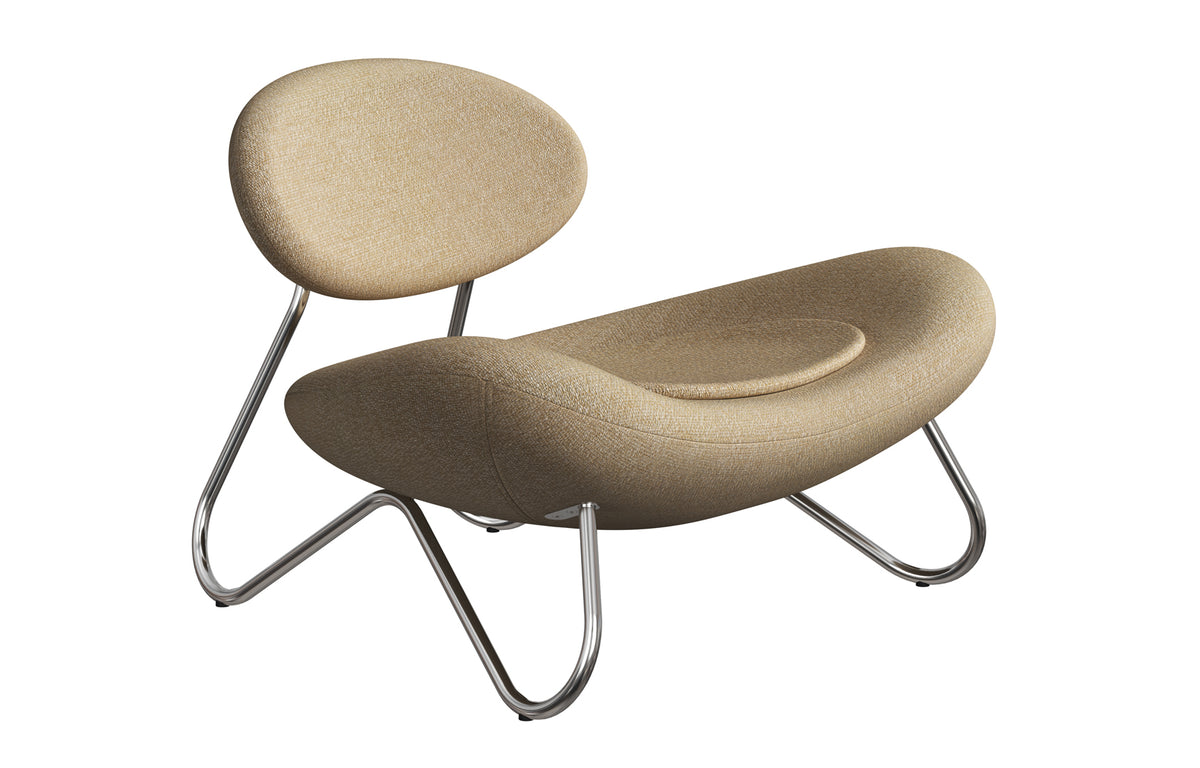 Meadow Lounge Chair by Woud - Chrome Plated Steel Frame, Ecriture (Kvadrat).
