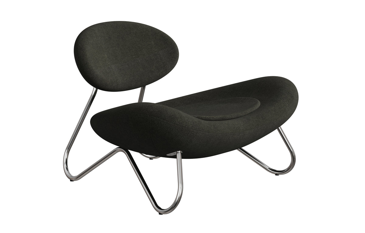 Meadow Lounge Chair by Woud - Chrome Plated Steel Frame, Nara (Kvadrat).