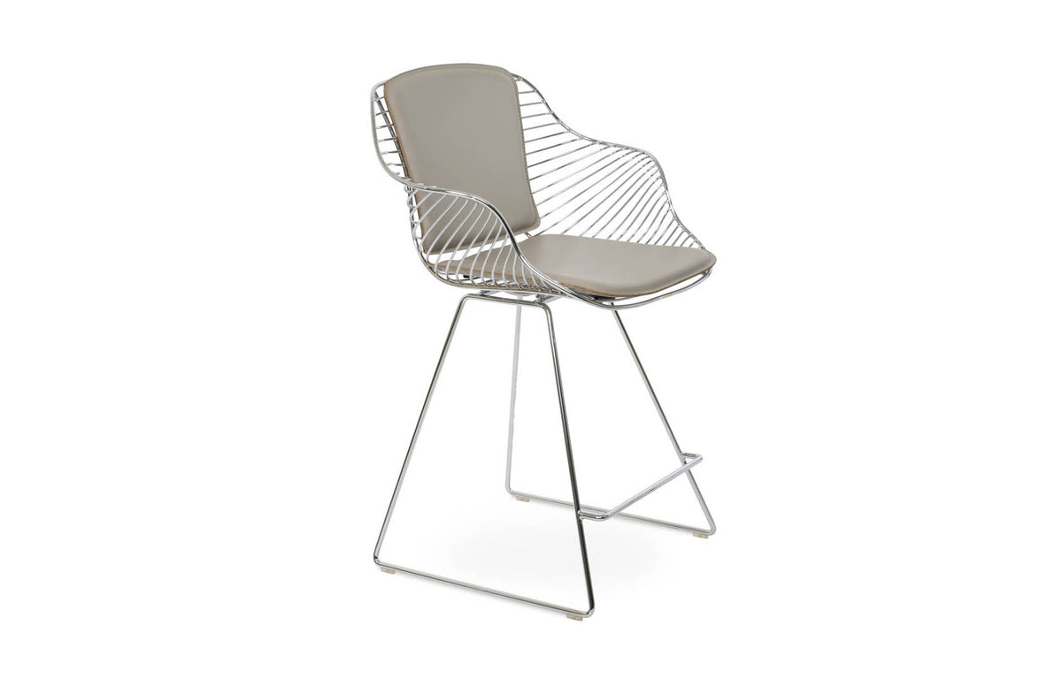 Zebra Wire Stool by SohoConcept - Chrome Wire with Chrome, Bone PPM-FR.
