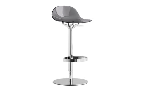 Academy Adjustable Stools by Connubia - Chromed Frame + Transparent Smoke Grey.