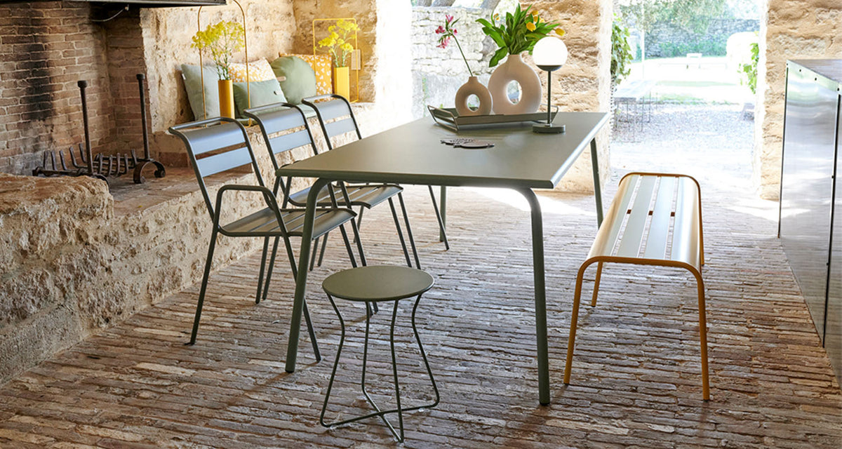 Cocotte Stool by Fermob, showing cocotte stool in live shot.