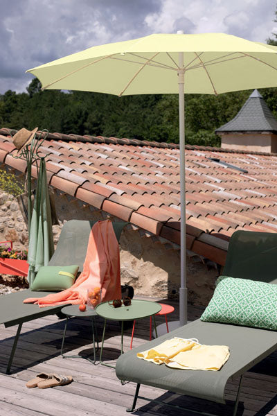 Color Mix Fouta Towel by Fermob, showing color mix fouta towel in live shot.