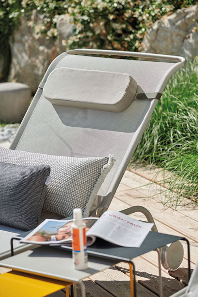 Color Mix Outdoor Headrest by Fermob, showing color mix outdoor headrest in live shot.