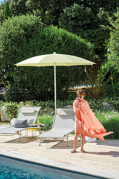 Color Mix Outdoor Headrest by Fermob, showing color mix outdoor headrest in live shot.