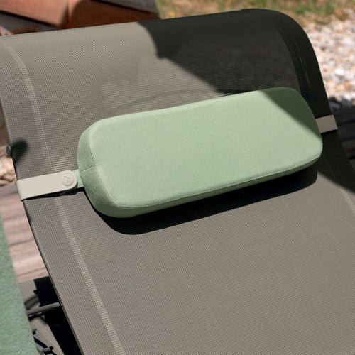 Color Mix Outdoor Headrest by Fermob, showing closeup view of color mix outdoor headrest in live shot.
