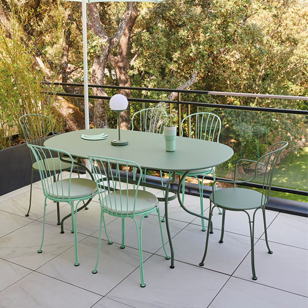 Color Mix Round Outdoor Cushion by Fermob, showing color mix round outdoor cushion in live shot.