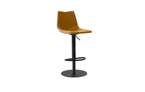 Derby Hydraulic Bar Stool by Mobital - Retro Tan Leatherette, Black Powder Coated.