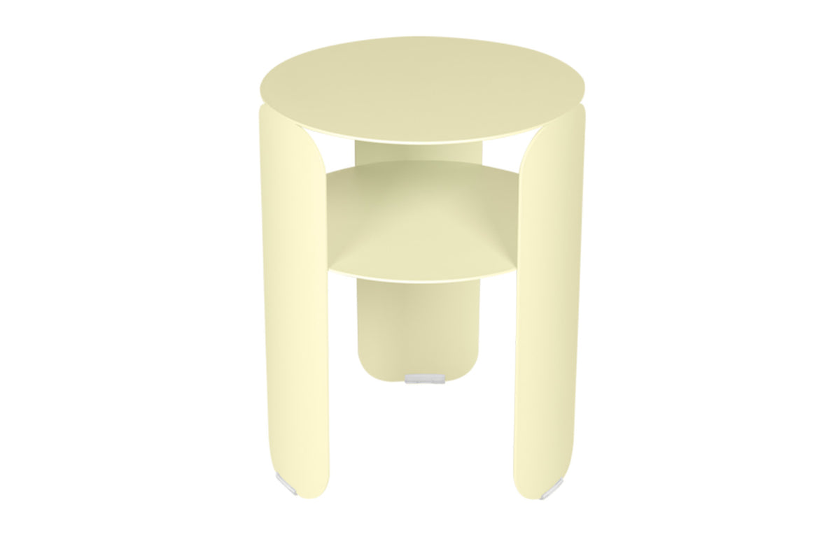 Bebop Side Table with Shelf by Fermob - Frosted Lemon (matte textured).