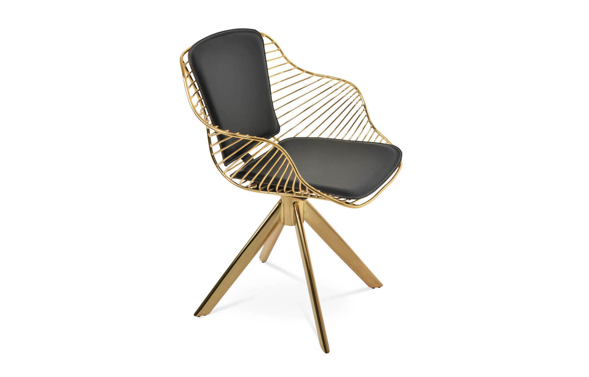 Zebra Sword Swivel Armchair by SohoConcept - Gold Finish, Gold Finish, Black PPM-FR.