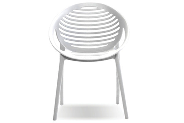 Gravely Stackable Armchair by Mobital, showing front view of gravely stackable armchair.
