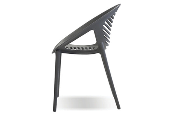 Gravely Stackable Armchair by Mobital, showing side view of gravely stackable armchair.