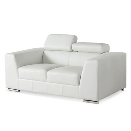 Icon Sofa by Mobital, showing left angle view of icon sofa in 2-seater/off white premium leather.