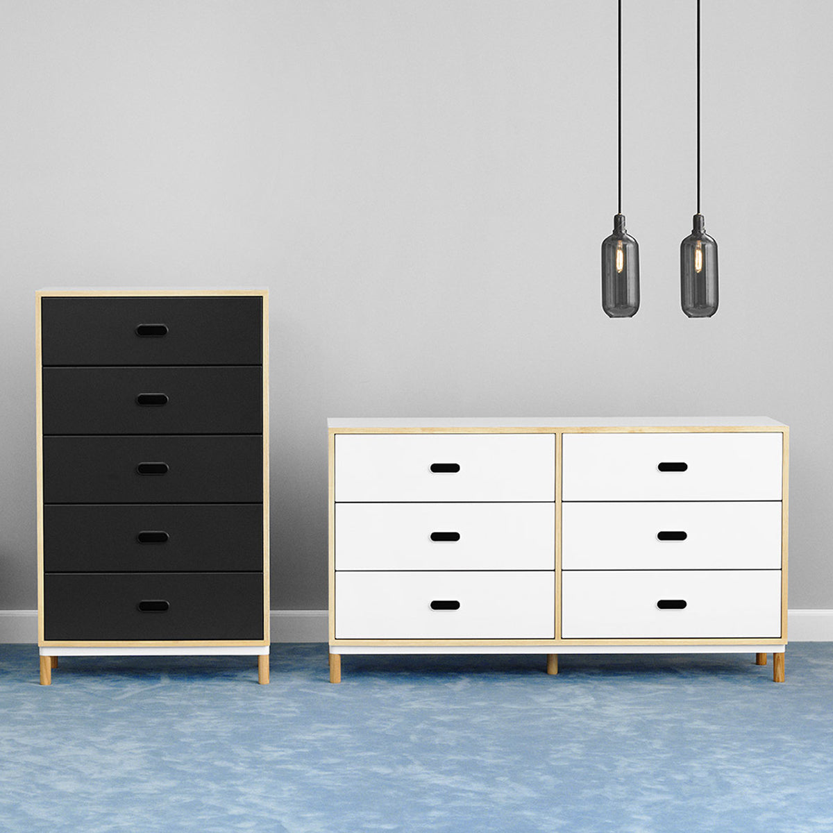 Kabino Dresser by Normann Copenhagen, showing kabino dressers in live shot.