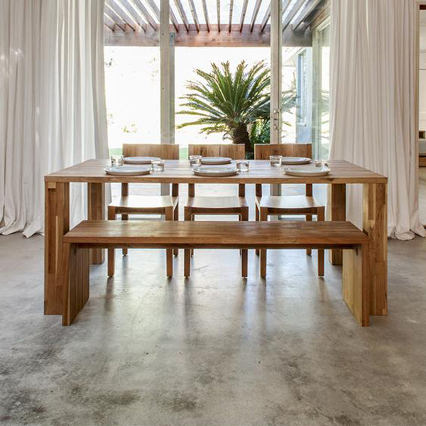 LAX Edge Dining Table by MASHstudios, showing front view of the dining set.