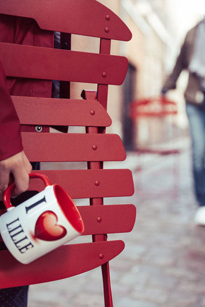 La Mome Chair by Fermob, showing closeup view of la mome chair in live shot.