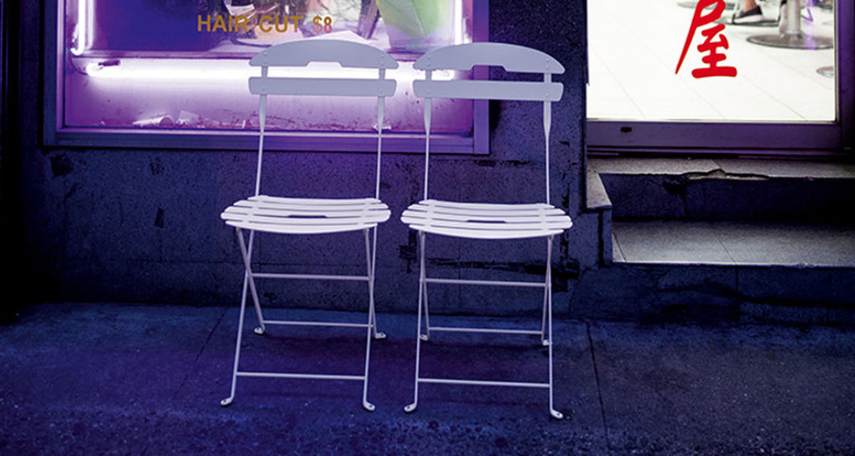La Mome Chair by Fermob, showing la mome chair in live shot.