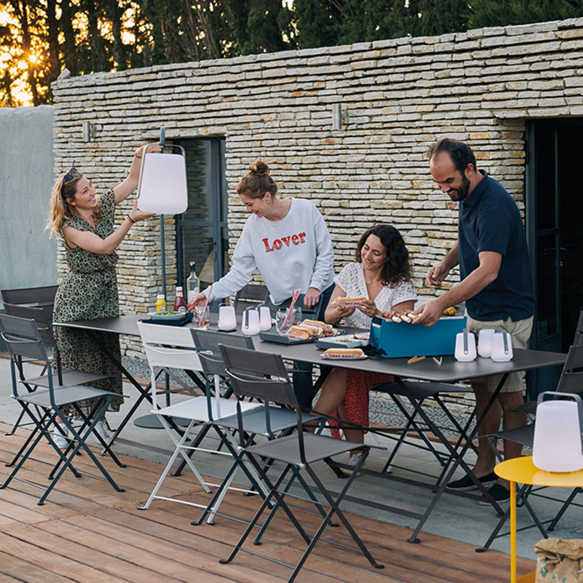 Latitude Side Chair by Fermob, showing latitude side chair in live shot.