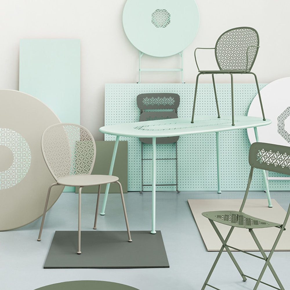 Lorette Armchair by Fermob, showing lorette armchair in live shot.