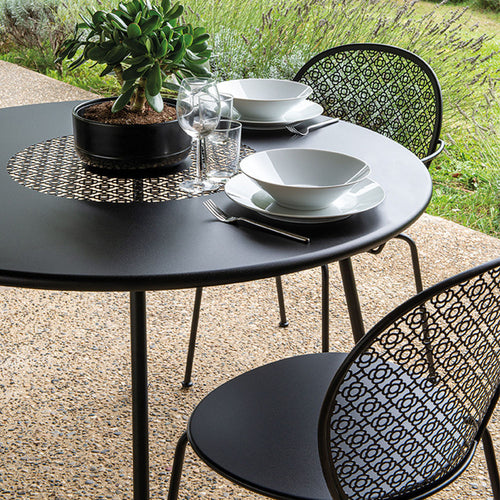 Lorette Round Table by Fermob, showing lorette round table in live shot.
