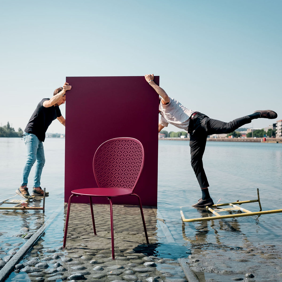 Lorette Side Chair by Fermob, showing lorette side chair in live shot.